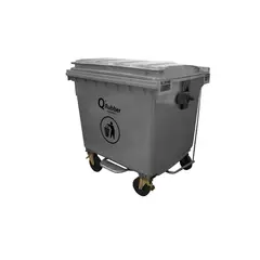 QRUBBER - Contenedor de Basura 1100 lts gris con pedal