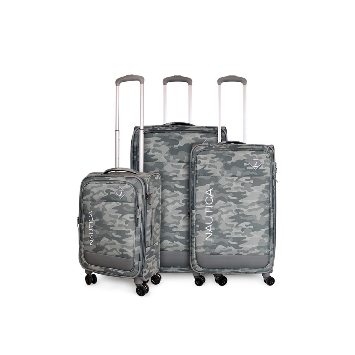 NAUTICA - Set 3 maletas blanda de tela Barham S+M+L gris NAUTICA