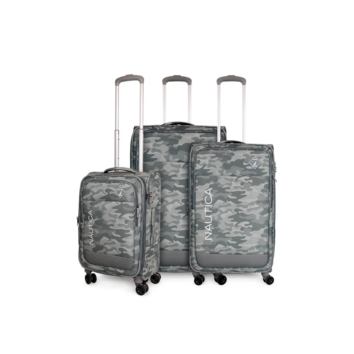 NAUTICA - Set 3 maletas blanda de tela Barham S+M+L gris NAUTICA