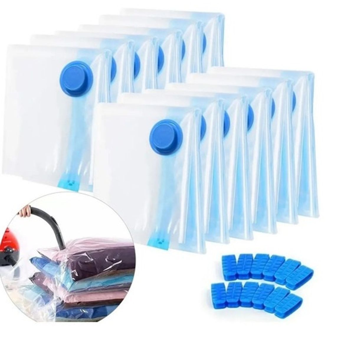 GENERICO - Pack 12 Bolsas Vacio Ropa 60x80cm Ahorra Espacio Armario Maleta Aspiradora