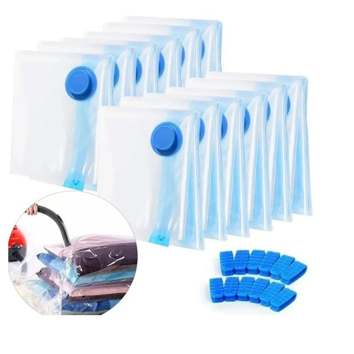 GENERICO - Pack 12 Bolsas Vacio Ropa 60x80cm Ahorra Espacio Armario Maleta Aspiradora