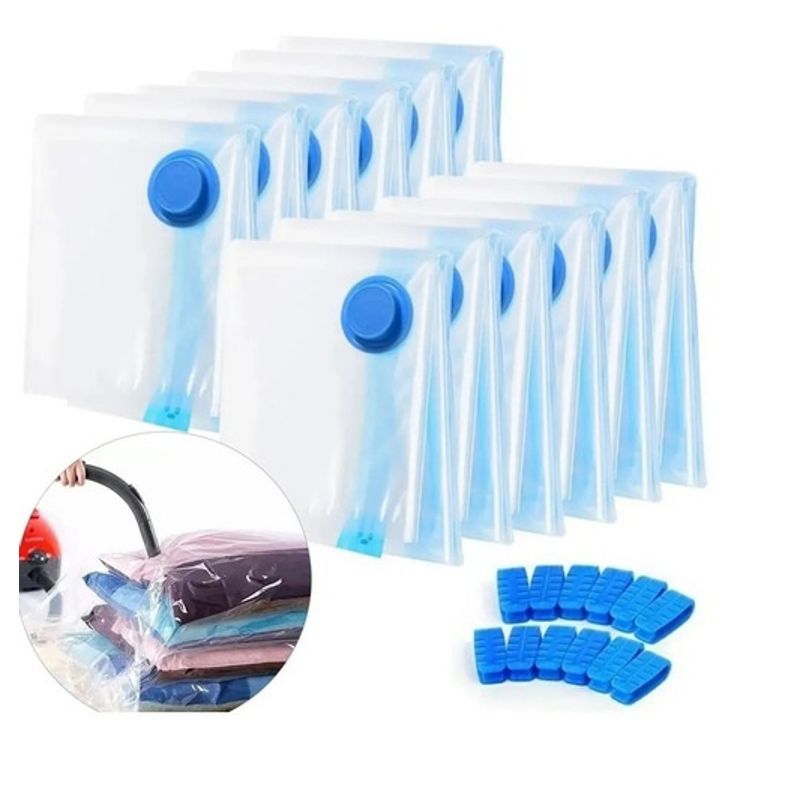 GENERICO - Pack x12 Bolsas Al Vacio Comprimir Ropa 50 x 60 Ahorra Espacio.