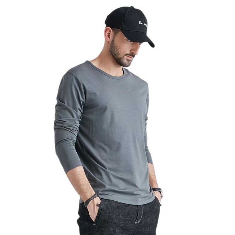 EVERSO - Camiseta para Hombre Cuello Redondo Manga Larga - Sin Polar