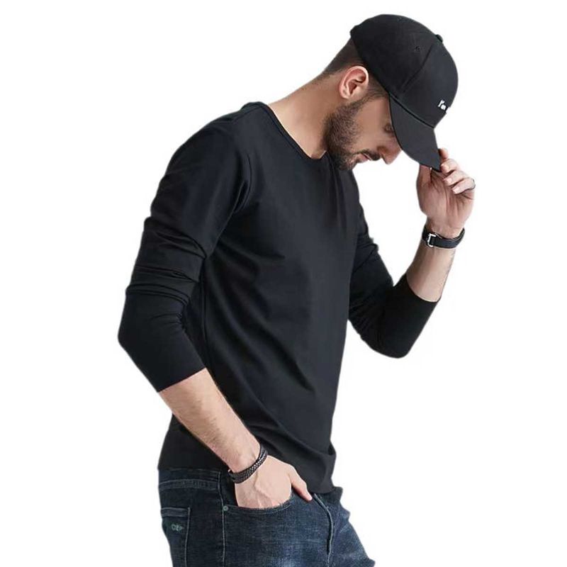 EVERSO - Camiseta para Hombre Cuello Redondo Manga Larga - Sin Polar