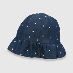 COLLOKY - Sombrero de bebe niña mezclilla con vuelo azul (3 a 24 meses)