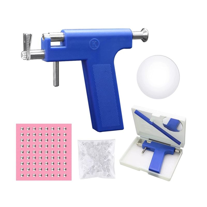 MUNDO ONLINE - Kit Pistola Inoxidable Perforadora Cuerpo Aros Piercing y Estuche