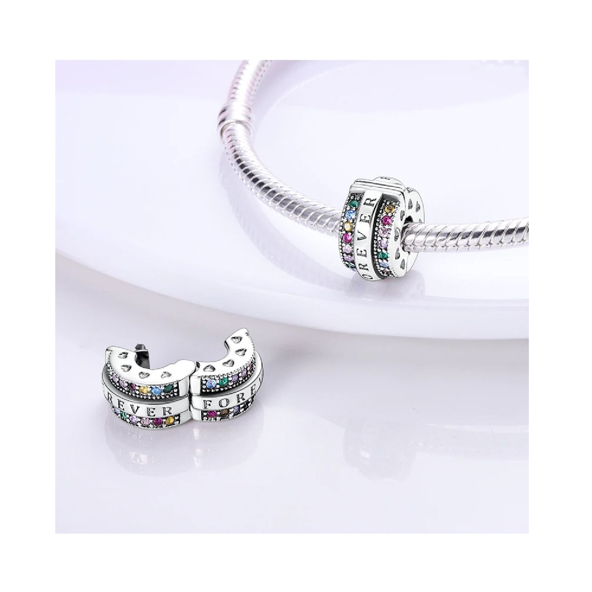 SILVER HEART - Charm Broche Clip Forever en Plata Fina 925 SILVER HEART