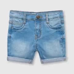 COLLOKY - Bermuda de bebe niño mezclilla de punto azul (3 a 36 meses)