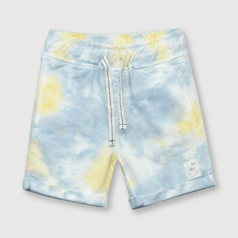 COLLOKY - Bermuda de bebe niño tie dyed amarillo (3 a 36 meses)
