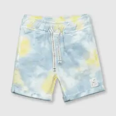 COLLOKY - Bermuda de bebe niño tie dyed amarillo (3 a 36 meses)