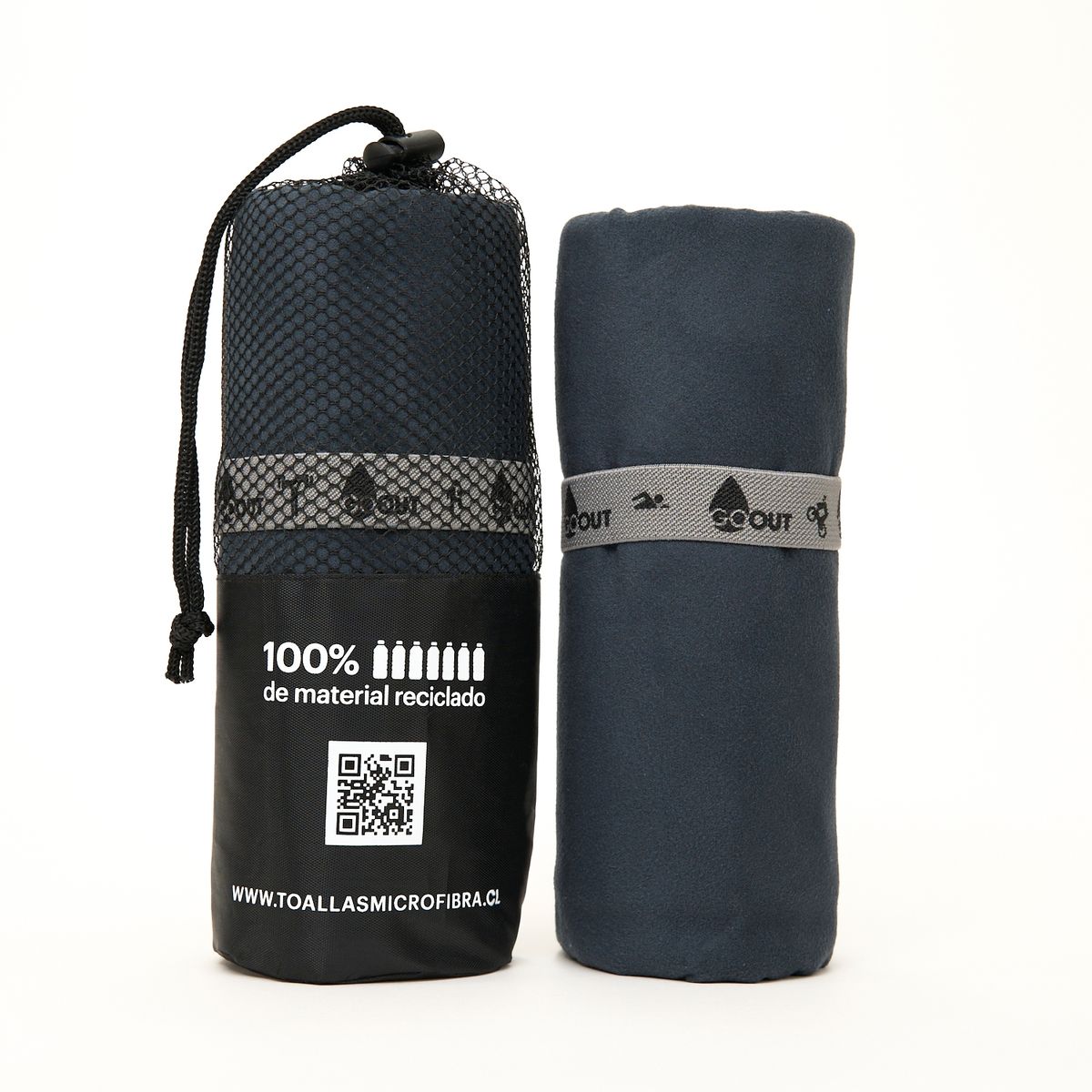 GO OUT - Toalla de microfibra 100% material reciclado L Negro