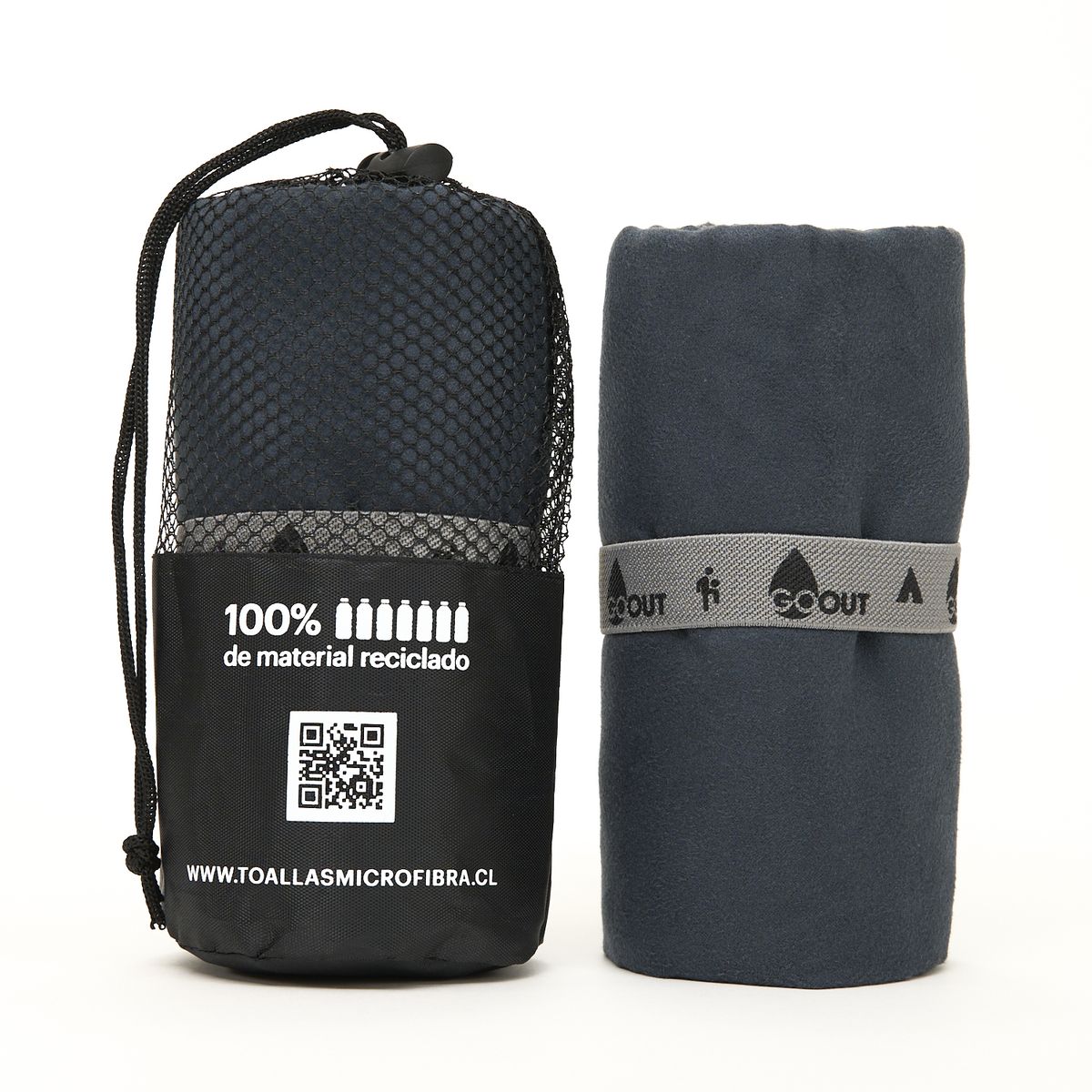 GO OUT - Toalla de microfibra 100% material reciclado M Negro