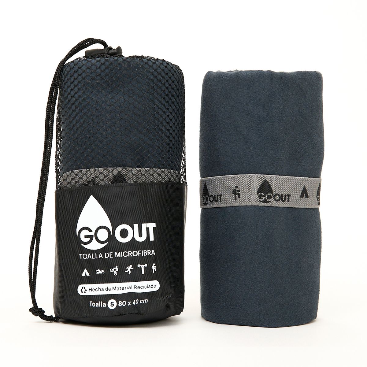 GO OUT - Toalla de microfibra Go Out 100% material reciclado S Negro