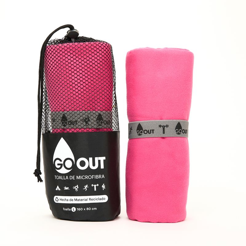 GO OUT - Toalla de microfibra100% material reciclado tamaño L Fucsia