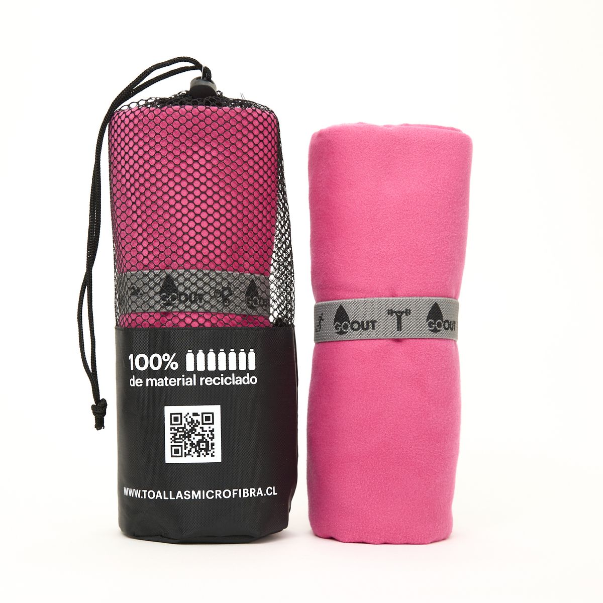GO OUT - Toalla de microfibra100% material reciclado tamaño L Fucsia