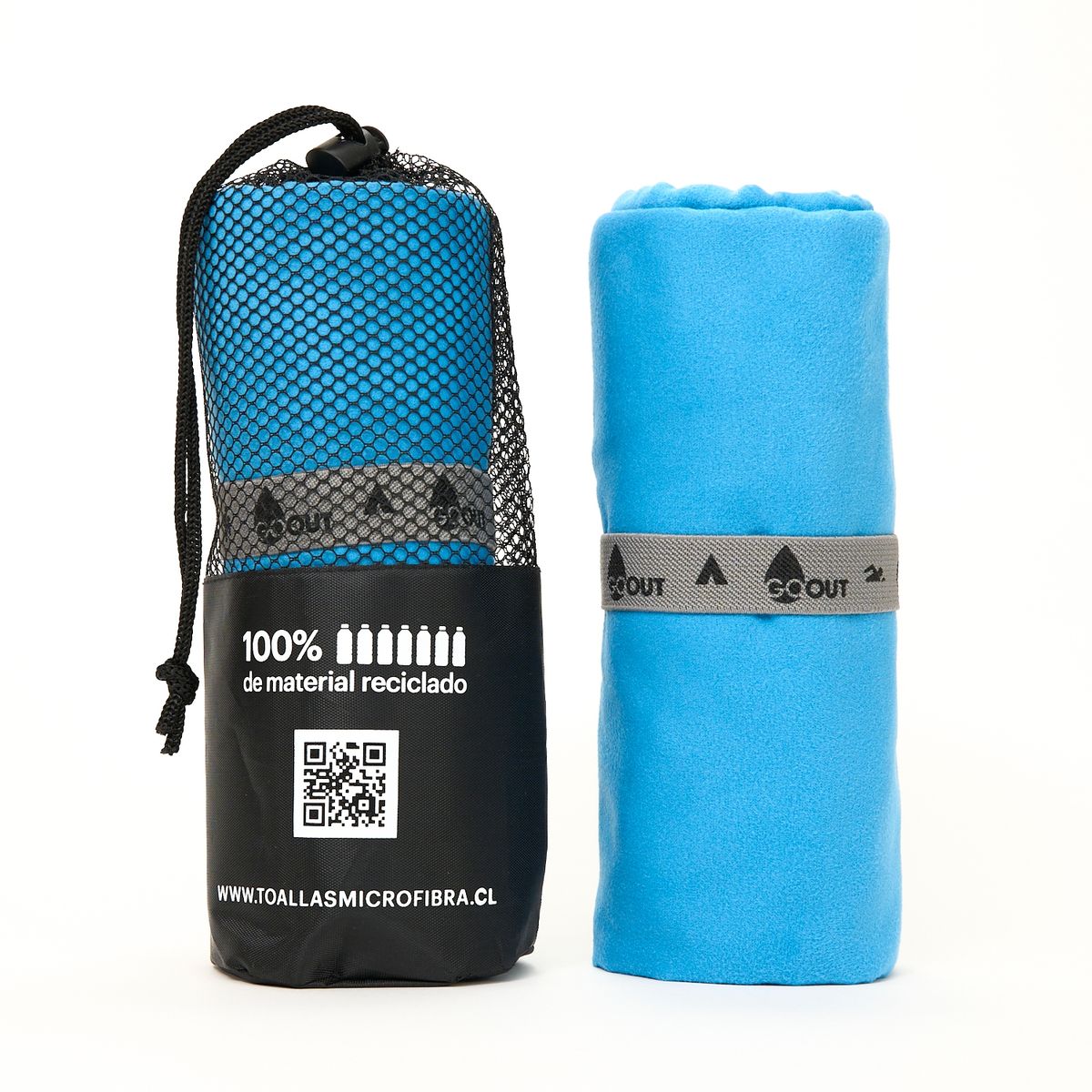 GO OUT - Toalla de microfibra100% material reciclado L azul