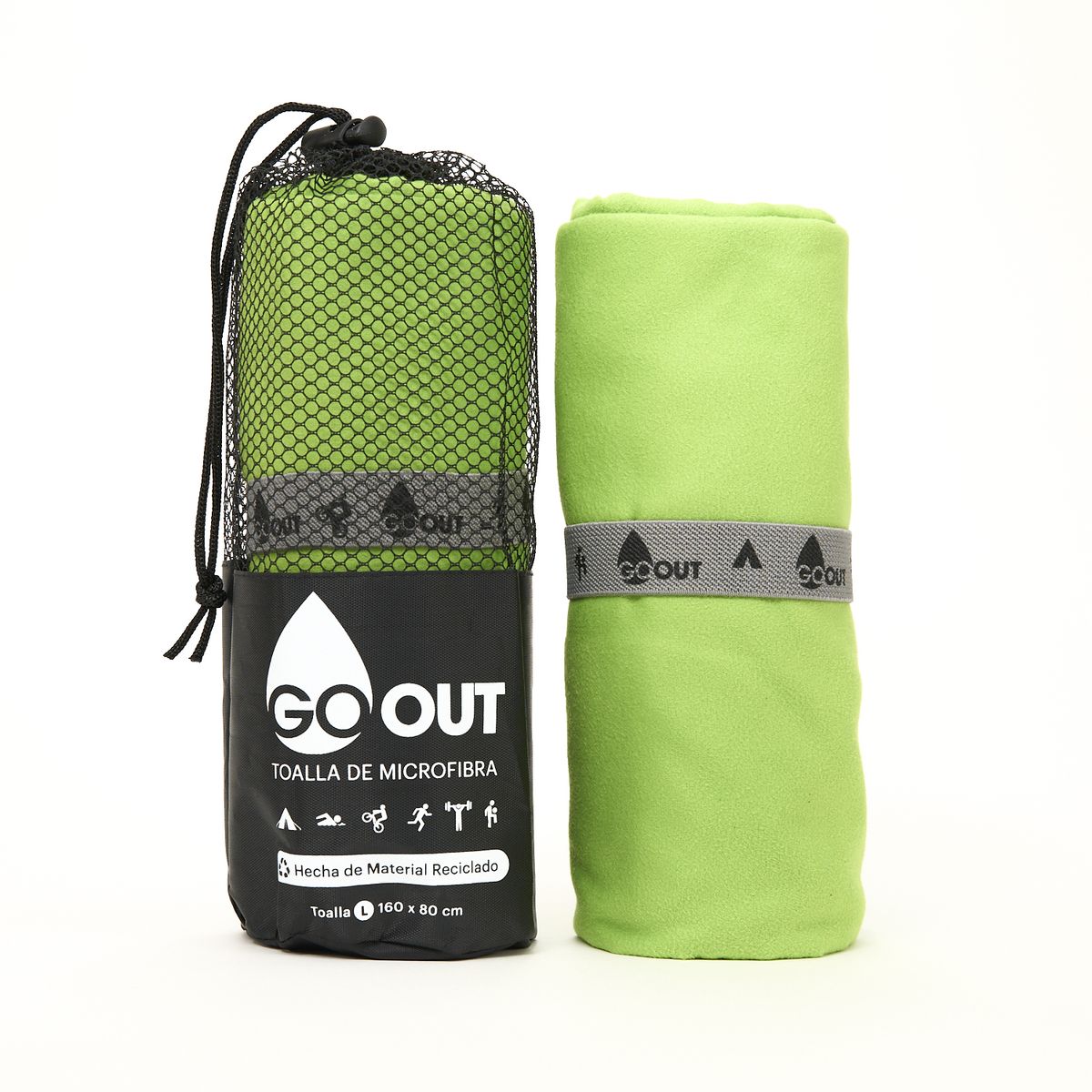 GO OUT - Toalla de microfibra100% material reciclado L verde