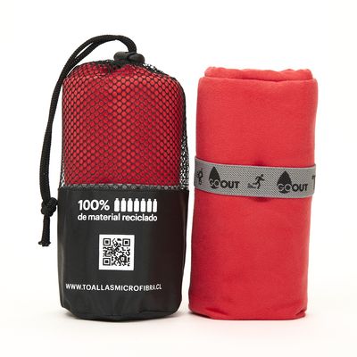 Imagen 2 del producto Toalla de microfibra100% material reciclado tamaño M Rojo