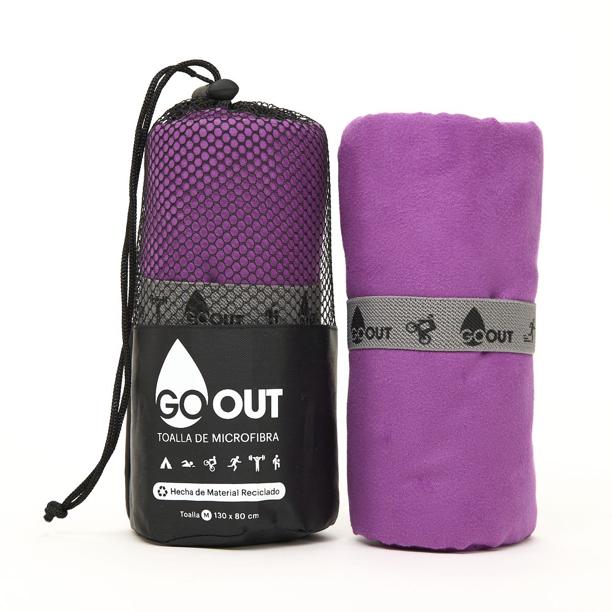 GO OUT - Toalla de microfibra100% material reciclado M Morado