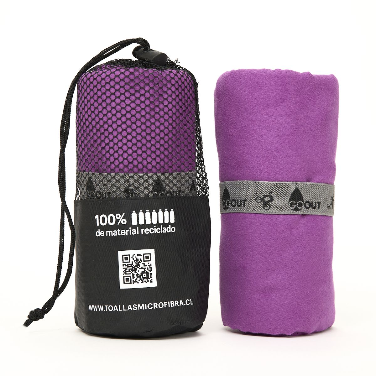 GO OUT - Toalla de microfibra100% material reciclado M Morado