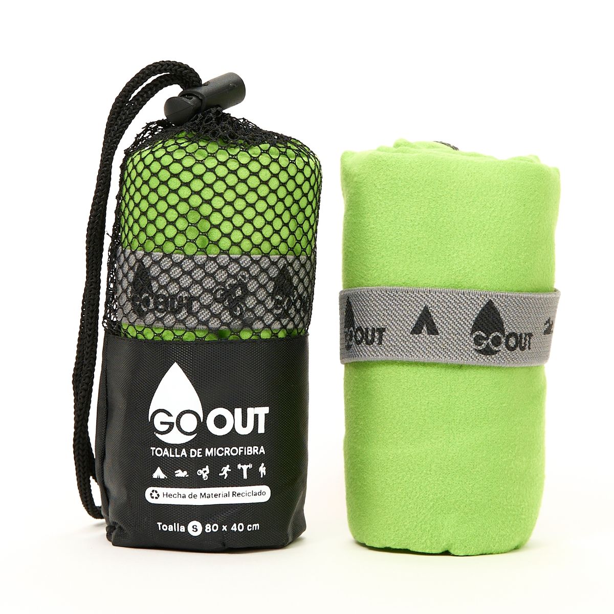 GO OUT - Toalla de microfibra Go Out 100% material reciclado S Verde