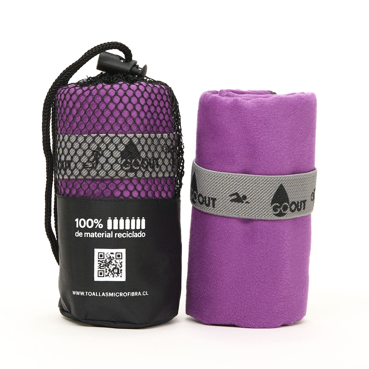 GO OUT - Toalla de microfibra 100% material reciclado S Morado