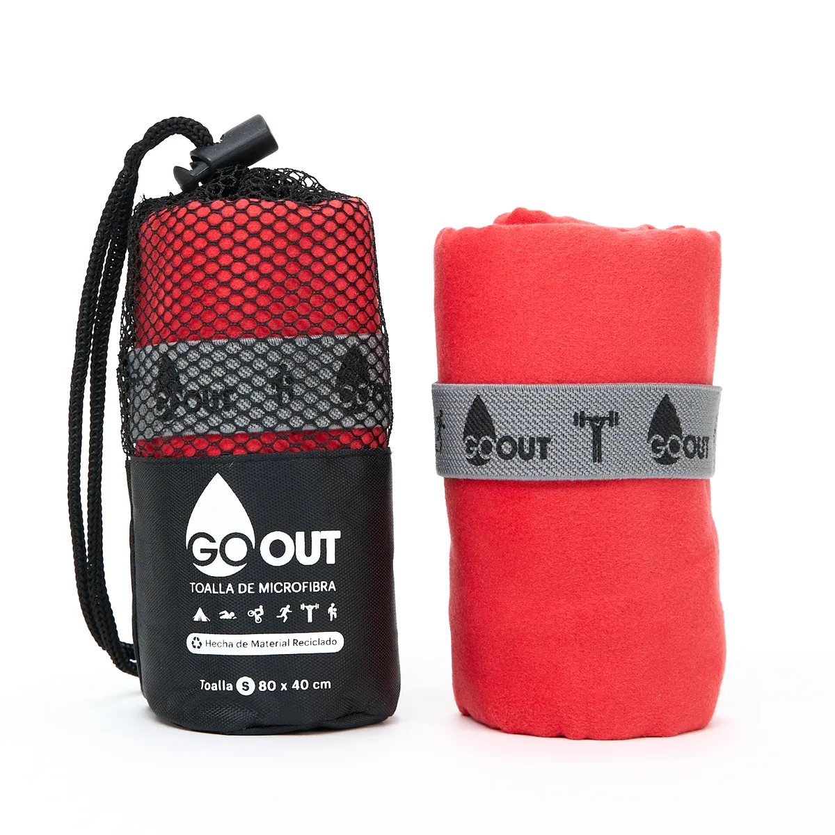 GO OUT - Toalla de microfibra 100% material reciclado S Rojo