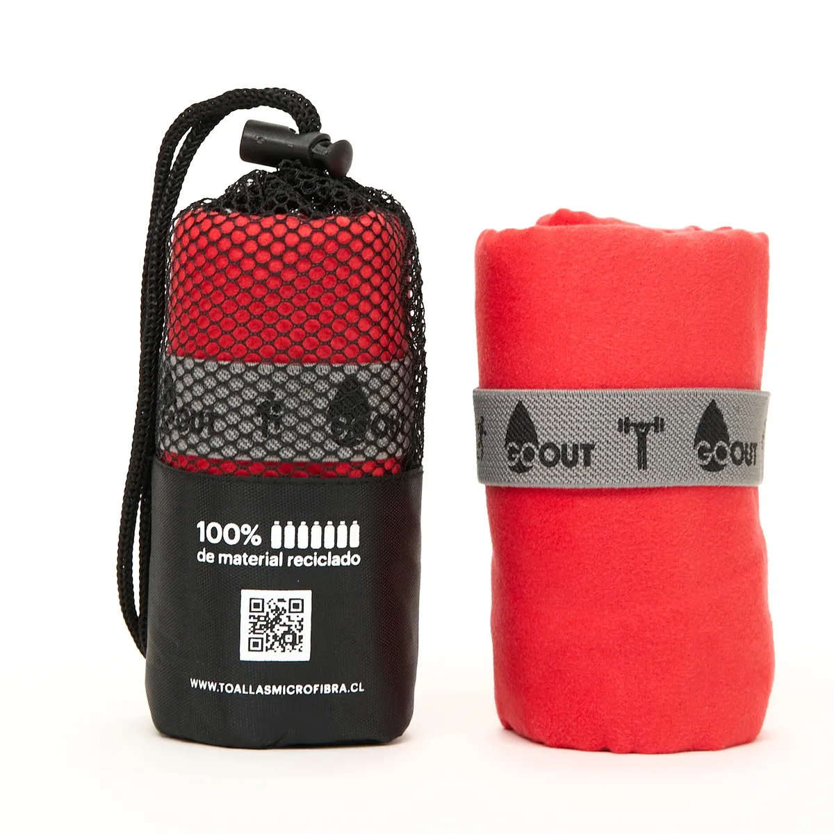 GO OUT - Toalla de microfibra 100% material reciclado S Rojo