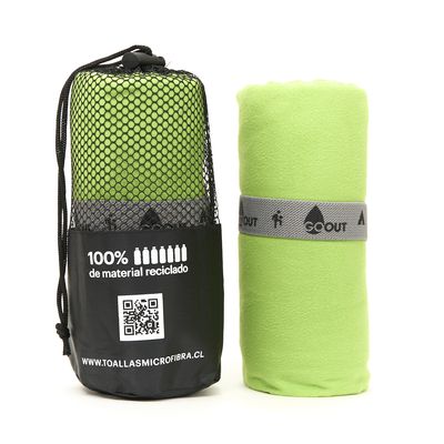 Imagen 2 del producto Toalla de microfibra100% material reciclado tamaño M Verde