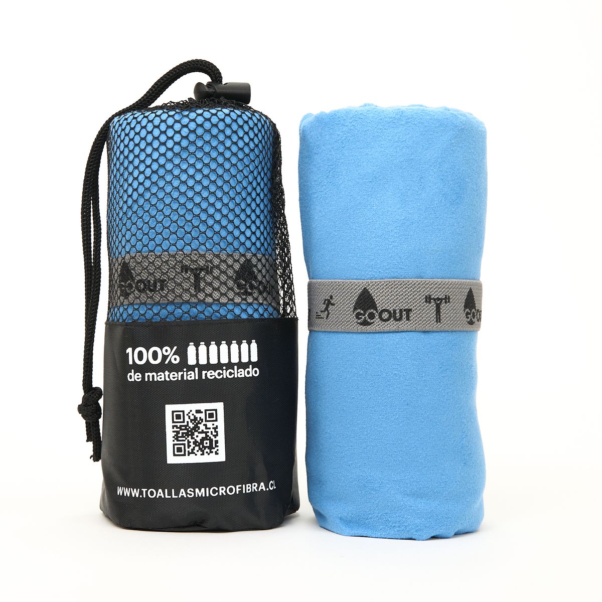 GO OUT - Toalla de microfibra100% material reciclado tamaño M Azul