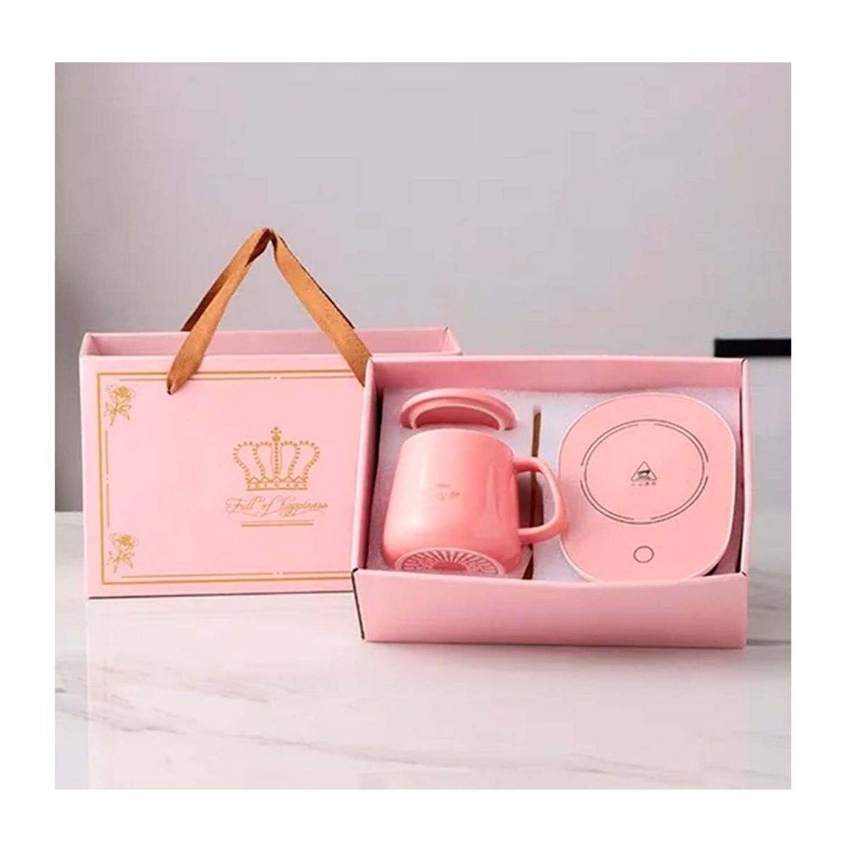 GENERICO - Taza con Calentador Eléctrico Café Te Leche - Rosa