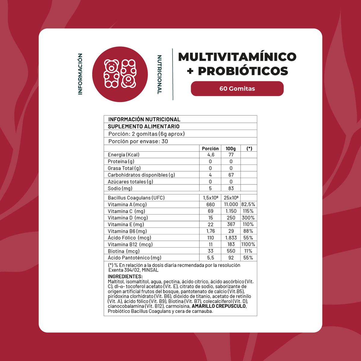 KARUNLIFE - Pack x3 Gomitas Multivitamínico + Probióticos Vit A C D E B 180 Un Karun Life