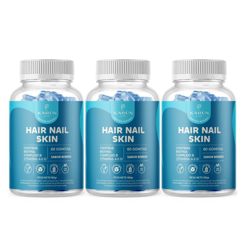 KARUNLIFE - Biotina Hair Nails & Skin Gummies - Pelo Uñas Piel 3x 60 Uni Karun Life