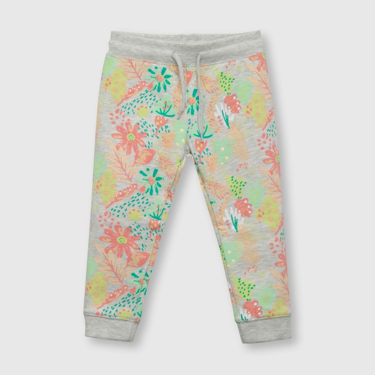 COLLOKY - Pantalón de bebe niña floreado gris (3 a 36 meses)