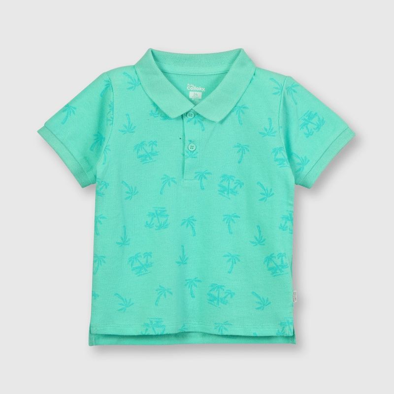 COLLOKY - Polera de bebe niño de pique menta (3 a 36 meses)._
