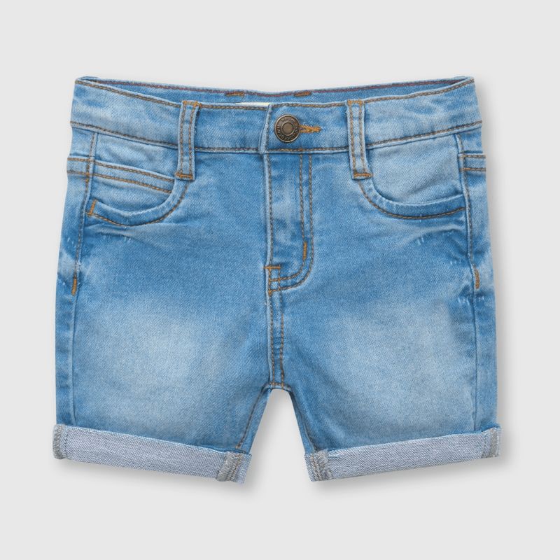 COLLOKY - Bermuda de bebe niño mezclilla de punto azul (3 a 36 meses)