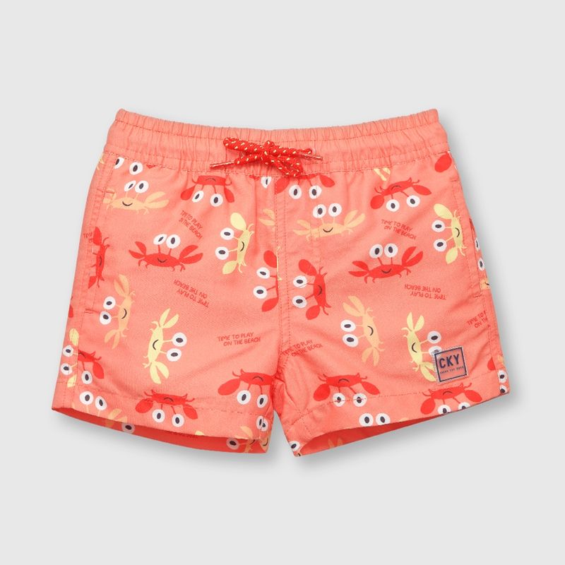 COLLOKY - Traje de baño de bebe niño estampado naranjo (3 a 36 meses).