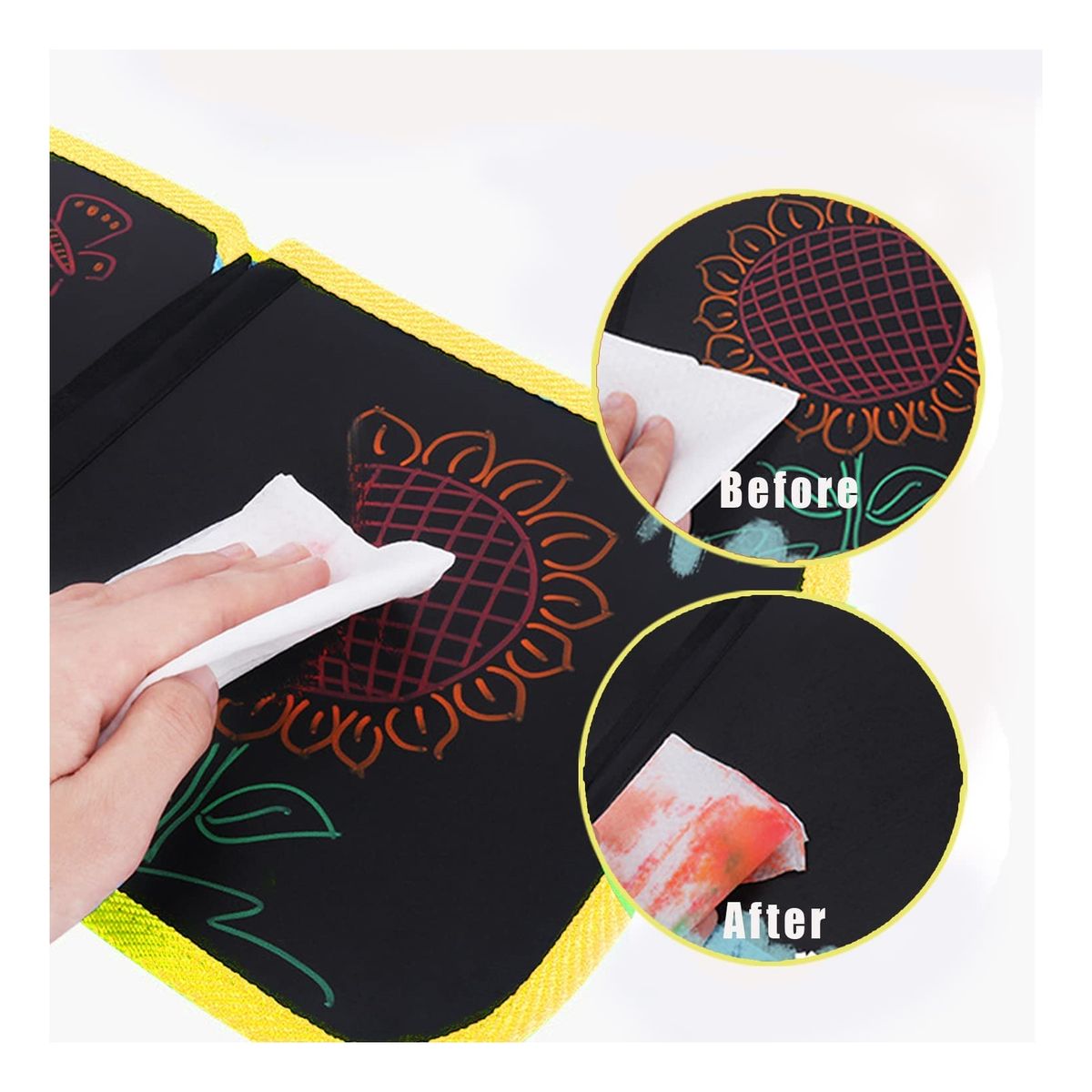 ZG STORE - Tabla de Dibujo Portátil Pizarra Grafiti Borrable y Lápices