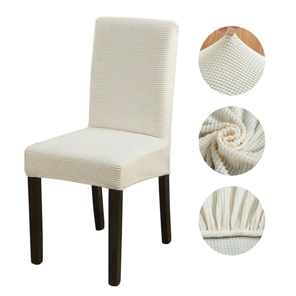 GENERICO - Pack De 6 Fundas Para Sillas De Comedor Tela Cuadrille Crema