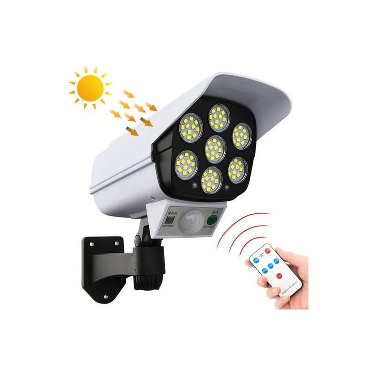 GENERICO - Foco Solar Led Tipo Cámara Sensor Movimiento 150w  Control