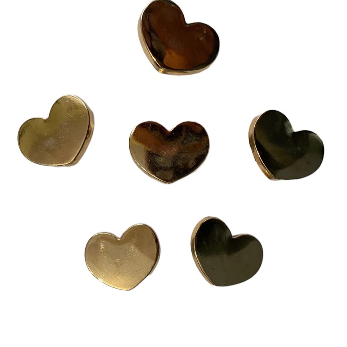 GENERICO - Set de botones Metalicos Diseño Corazon 6 unidades