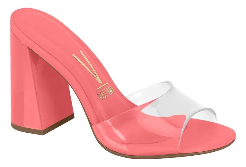 Sandalia Taco Ancho Coral Mujer