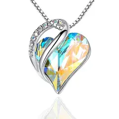 ZG JOYAS - Collares Plata S925 Colgante Corazón Leafael Infinity Love Cristal