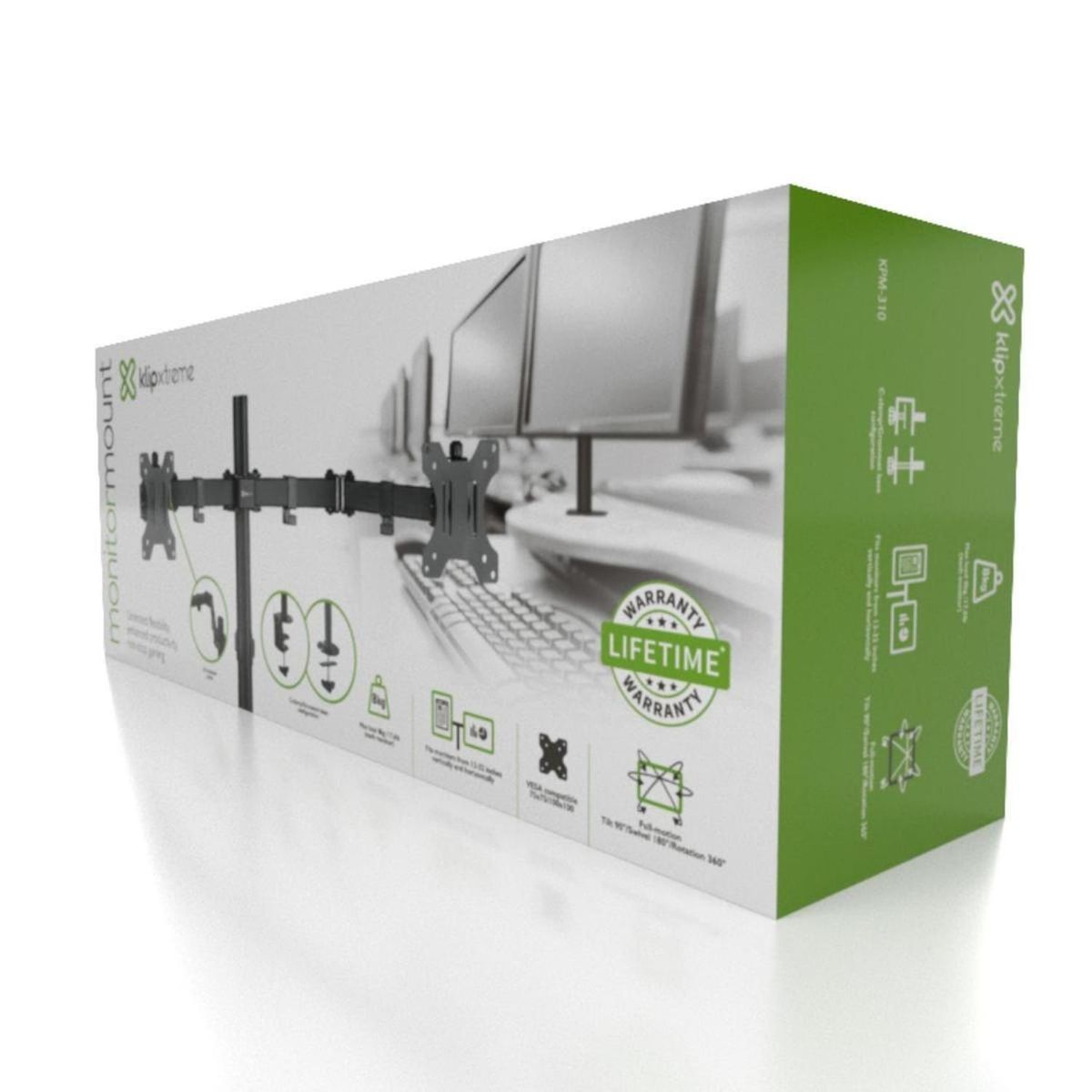 KLIP XTREME - Soporte p/2 Monitores 13 a 27' c/Prensa KlipXtreme KPM-310
