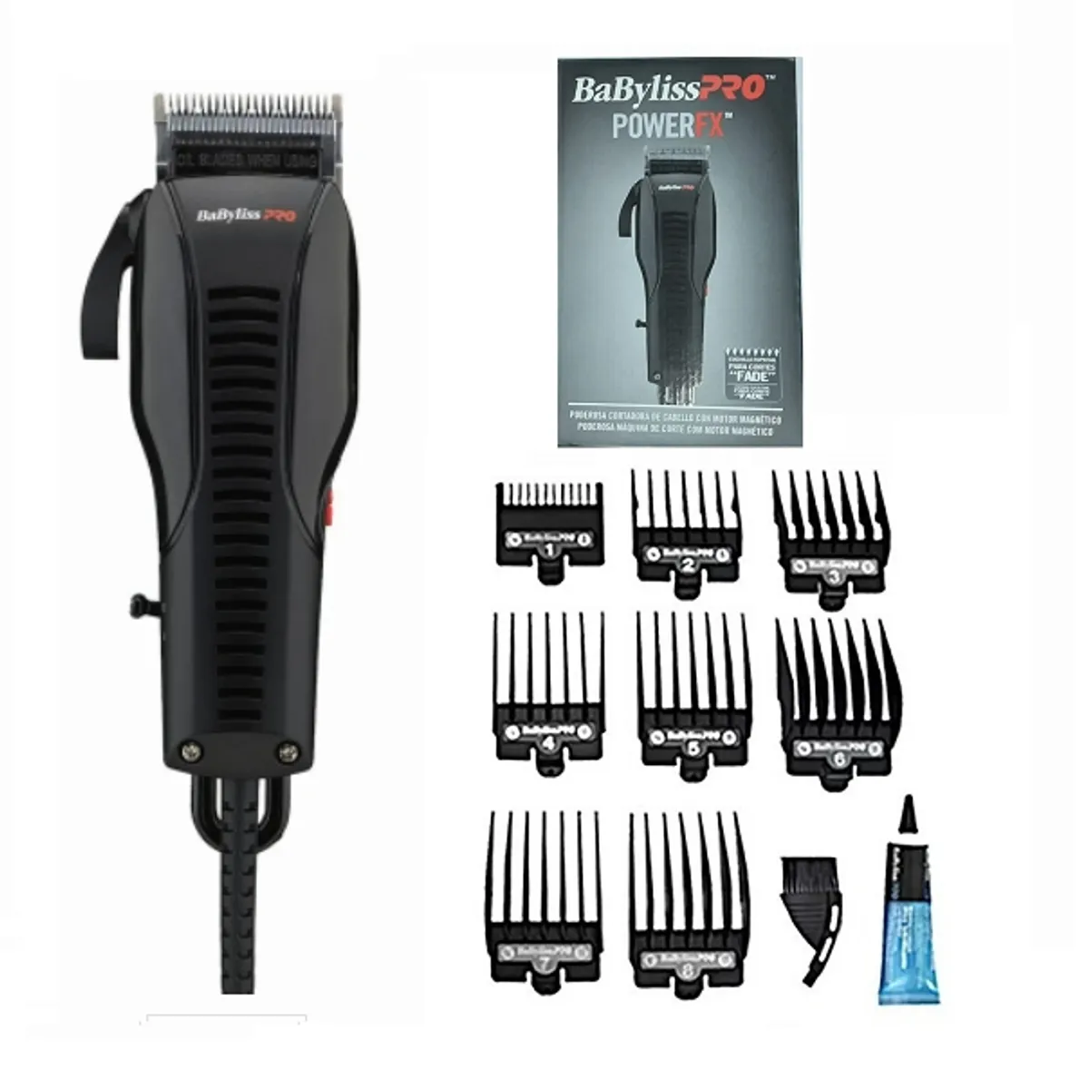 BABYLISS PRO - Cortapelo Power Fx Magnético Con 8 Guías Babylisspro Black