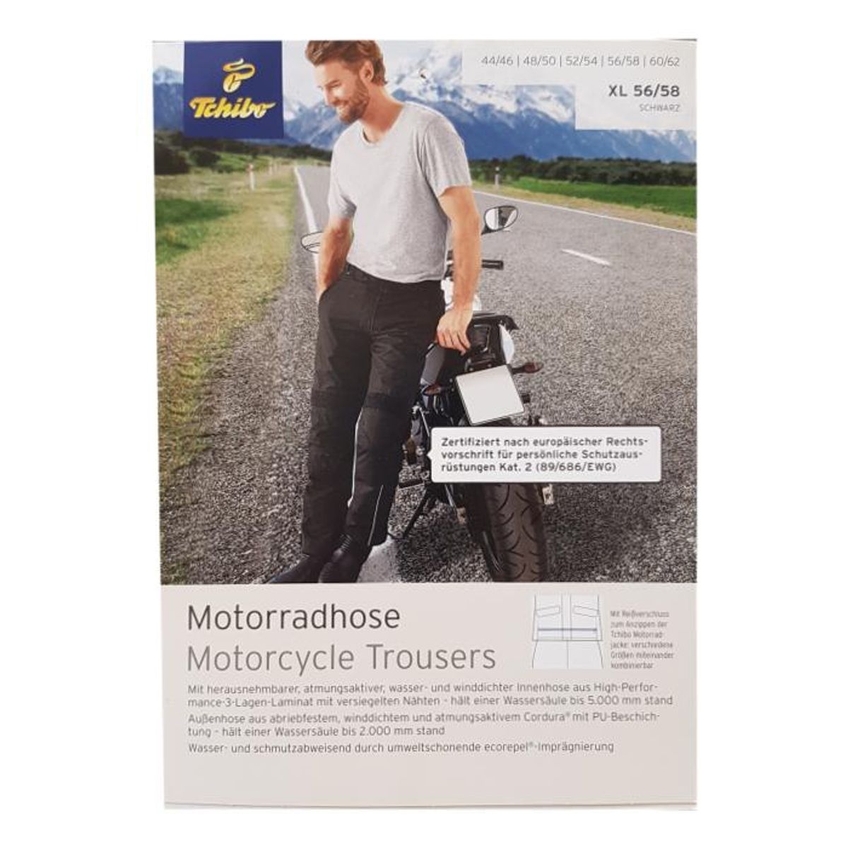 TCHIBO - Pantalones de Motocicleta Negro Hombre
