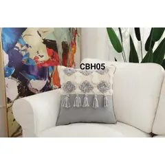 TODOHOGAR SANTIAGO DE CHILE - Cojín bohemio beige con gris 45X45cm