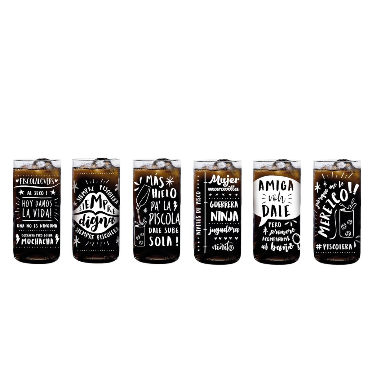 GREEN GLASS - Piscoleras Juego de 6 Vasos