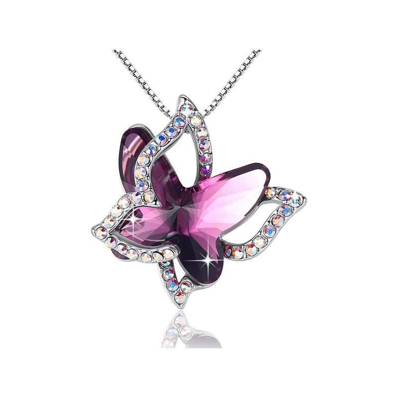 ZG JOYAS - Collar Plata S925 Colgante Spread Your Wings Mariposa Circón