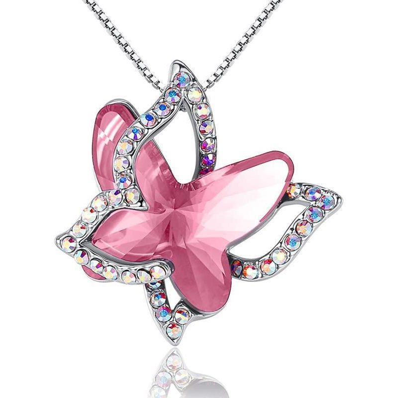 ZG JOYAS - Collar Plata S925 Colgante Spread Your Wings Mariposa Circón